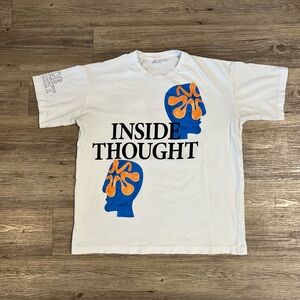 Inside Thought Zara White T shirt Insane logo Blue n Orange Size Medium
